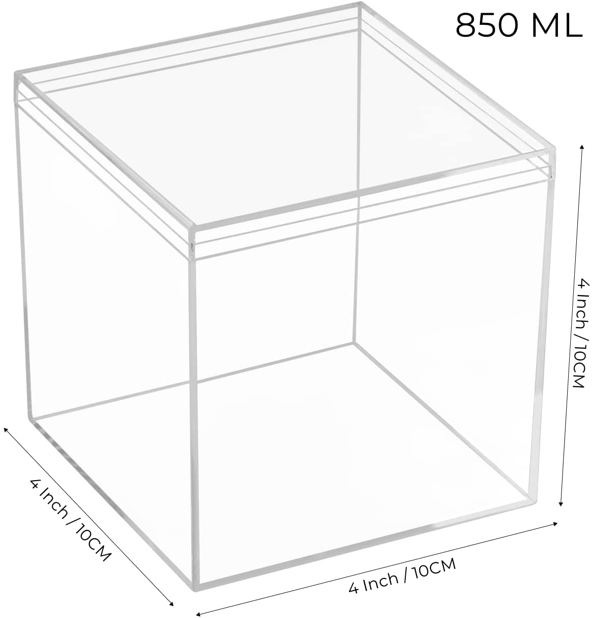 LOVPLAY Large Acrylic Box with Lid 4 Pieces Clear Display Box Plastic Square Cube Wedding Candy Box for Jewelry Collectibles, Minerals,Figurines Storage Containers Decorative Boxes 4x4x4Inch