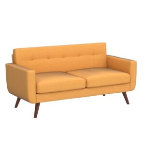 DIFY 65" W Linen loveseat Sofa, Easy to Assemble, Modern Furniture with Thickened Cushion, Perfect Couch for Living Room, Office, Bedroom (Orange)