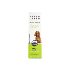 aspen green usda certified organic hemp oil for dogs & cats - helps with calming and mobility - dog hemp oil drops may support occasional dog & cat anxiety relief (unflavored, for medium pets)