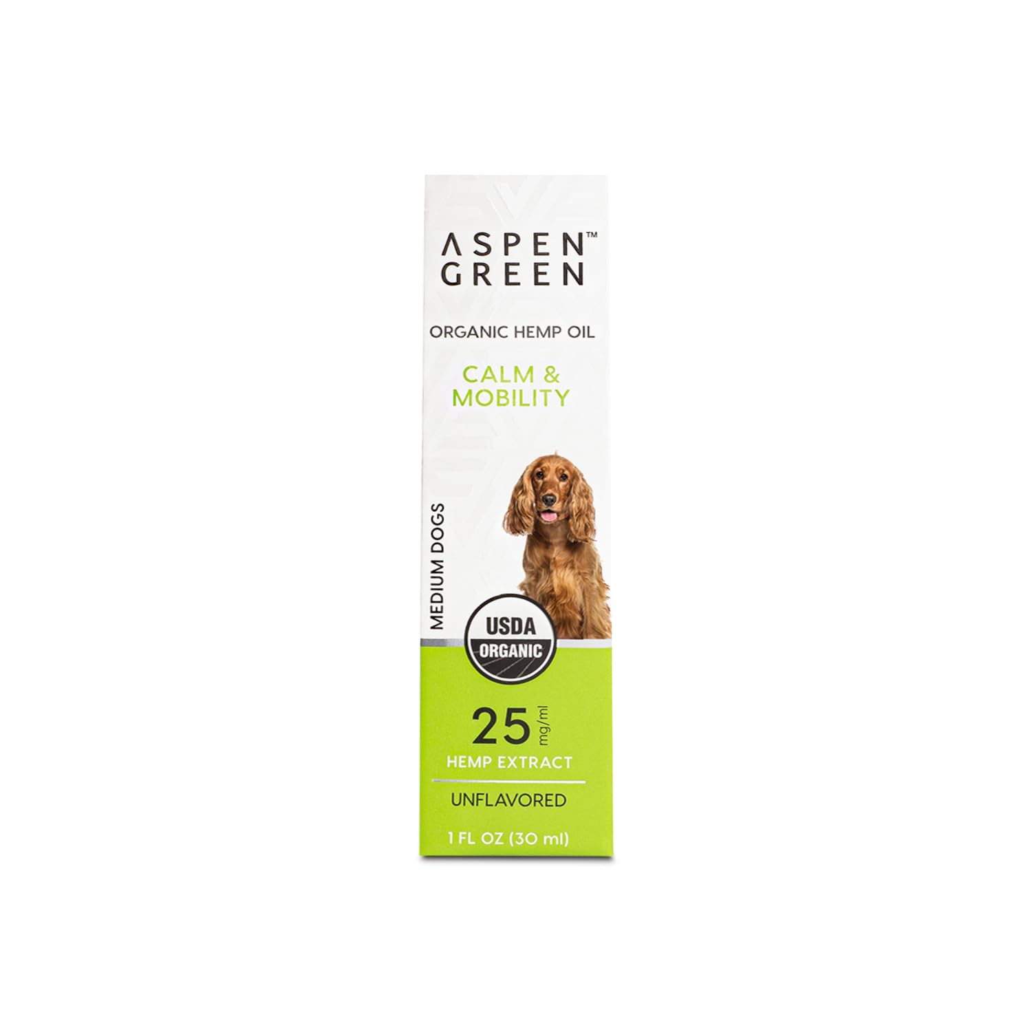 Aspen Green USDA Certified Organic Hemp Oil for Dogs & Cats - Helps with Calming and Mobility - Dog Hemp Oil Drops May Support Occasional Dog & Cat Anxiety Relief (Unflavored, for Medium Pets)