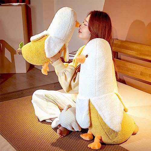 OurHonor Banana Duck Plush, 27.6" Duck Banana Stuffed Animal, Cute Soft Banana Plushie Hugging Pillow Doll Toy Gift for Boys Girlfriend Adults Birthday Chrismas Thanksgiving Decor