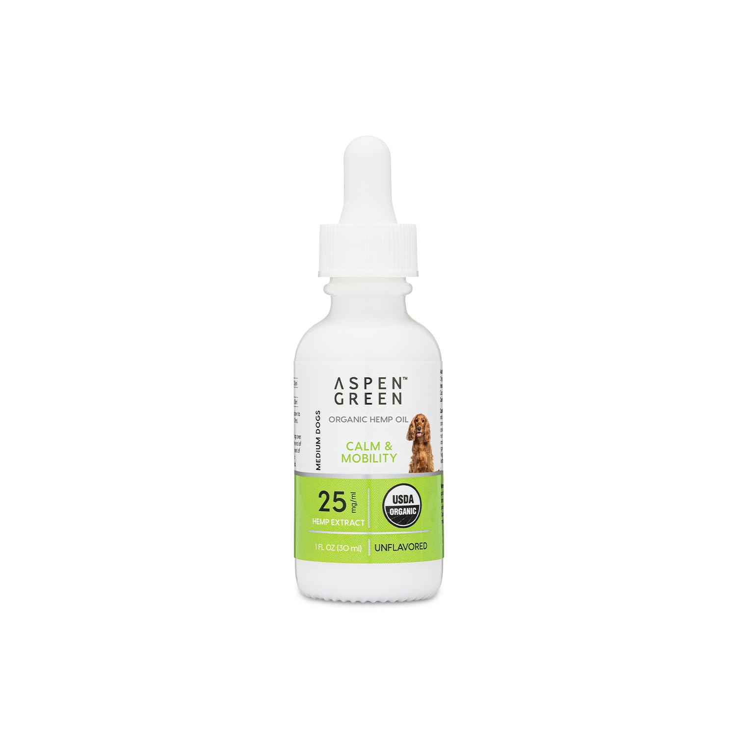 Aspen Green USDA Certified Organic Hemp Oil for Dogs & Cats - Helps with Calming and Mobility - Dog Hemp Oil Drops May Support Occasional Dog & Cat Anxiety Relief (Unflavored, for Medium Pets)