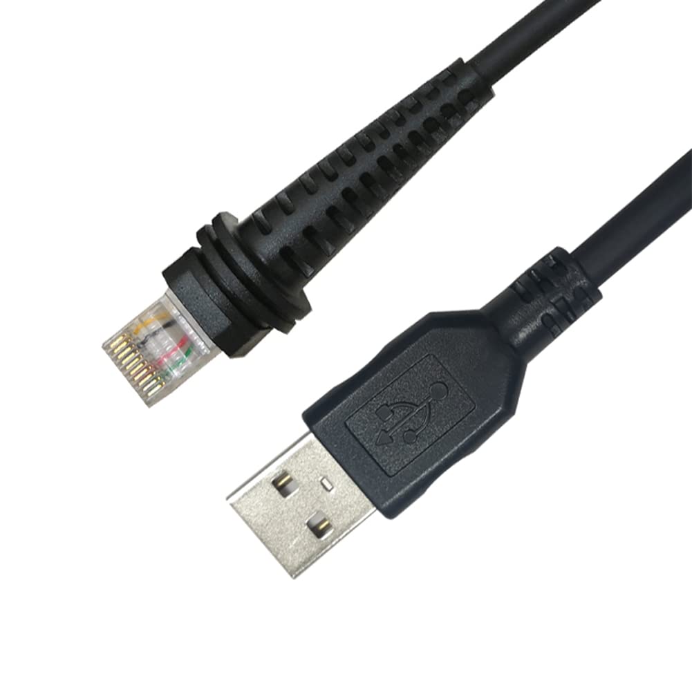 VOTTAN Barcode Scanner USB Cable Spiral RJ45 to USB A Cord for Honeywell 4600G 3800i 3900 4200Q 4800DR 4820 4800 6320dpm Series Scanner (3M / 9FT Coiled USB Port)