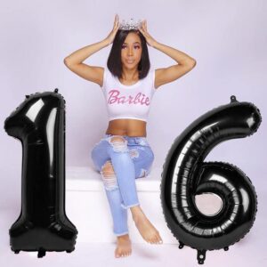 Number 1 Balloon 40 Inch Black Jumbo Mylar Foil Balloons for Halloween Decor Girl Boy 1st 1 11 21 Birthday Decorations Baby Shower Photo Shoot, Wild One Giant Balloons