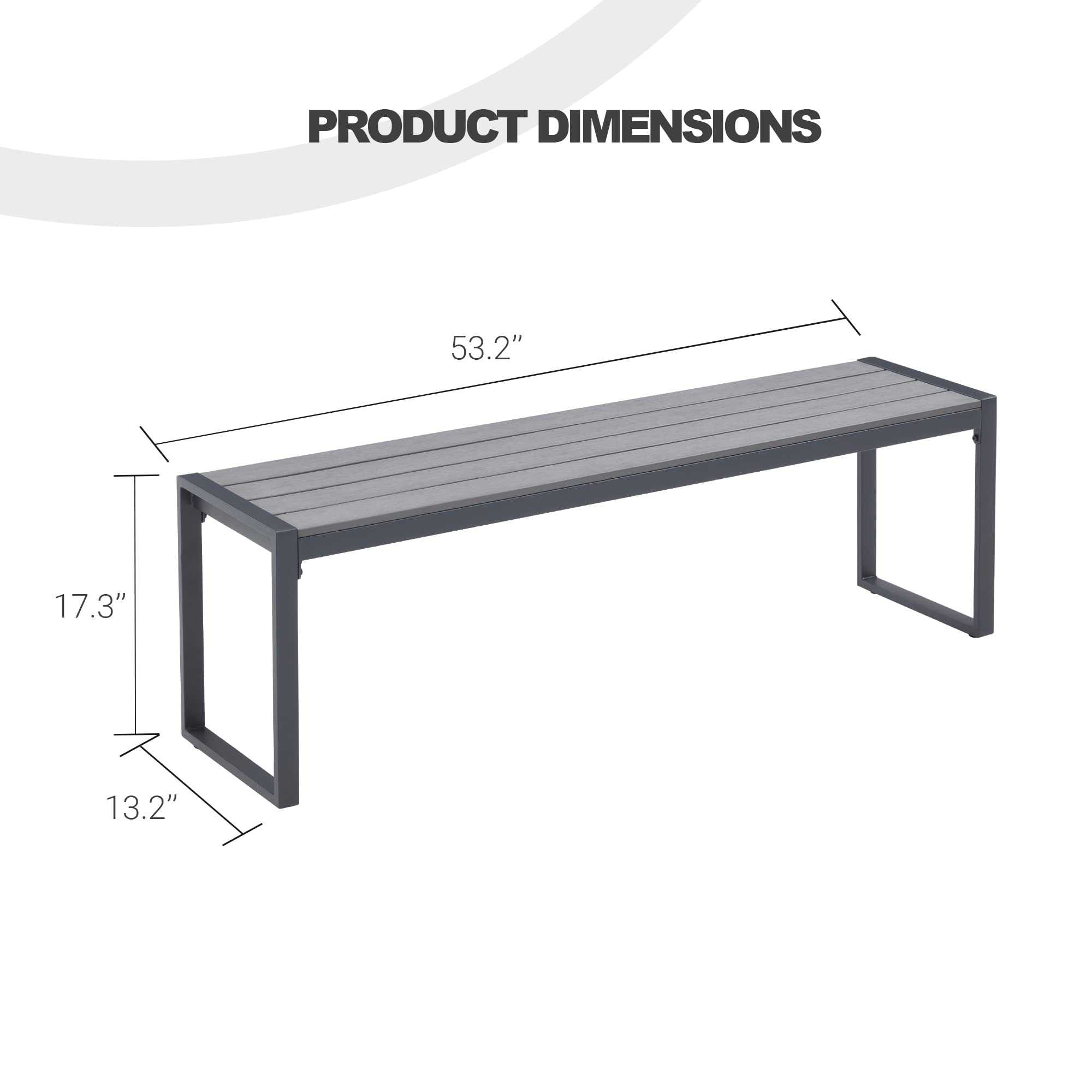 DIFY Outdoor Patio Bench, Backless Garden Park Bench Weather Resistant Outdoor Furniture for Garden, Backyard, Porch (Grey)