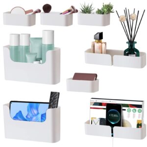 poeland floating shelf wall mounted non-drilling adhesive bathroom organizer ledge shelf for home decor/kitchen/bathroom storage 8pcs