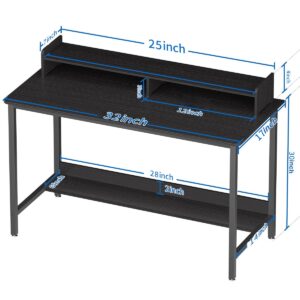 WOODYNLUX Computer Desk with Shelves, 43 Inch Gaming Writing Desk, Study PC Table Workstation with Storage for Home Office, Living Room, Bedroom, Metal Frame, White.