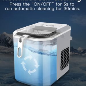 Joy Pebble Ice Makers Countertop, Portable Ice Maker Machine with Ice Scoop and Basket, 25lbs/24Hrs, 6 Mins/9 Pcs Bullet Ice,2 Ice Sizes(S/L), Handheld Ice Maker for Kitchen/Home/Party