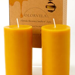 olorvela Beeswax Pillar Candles Set of 2 - Beeswax Candles Clearance Bees Wax Candles for Home Pillar Candles 3x6 inch 100% Pure Wax Candles