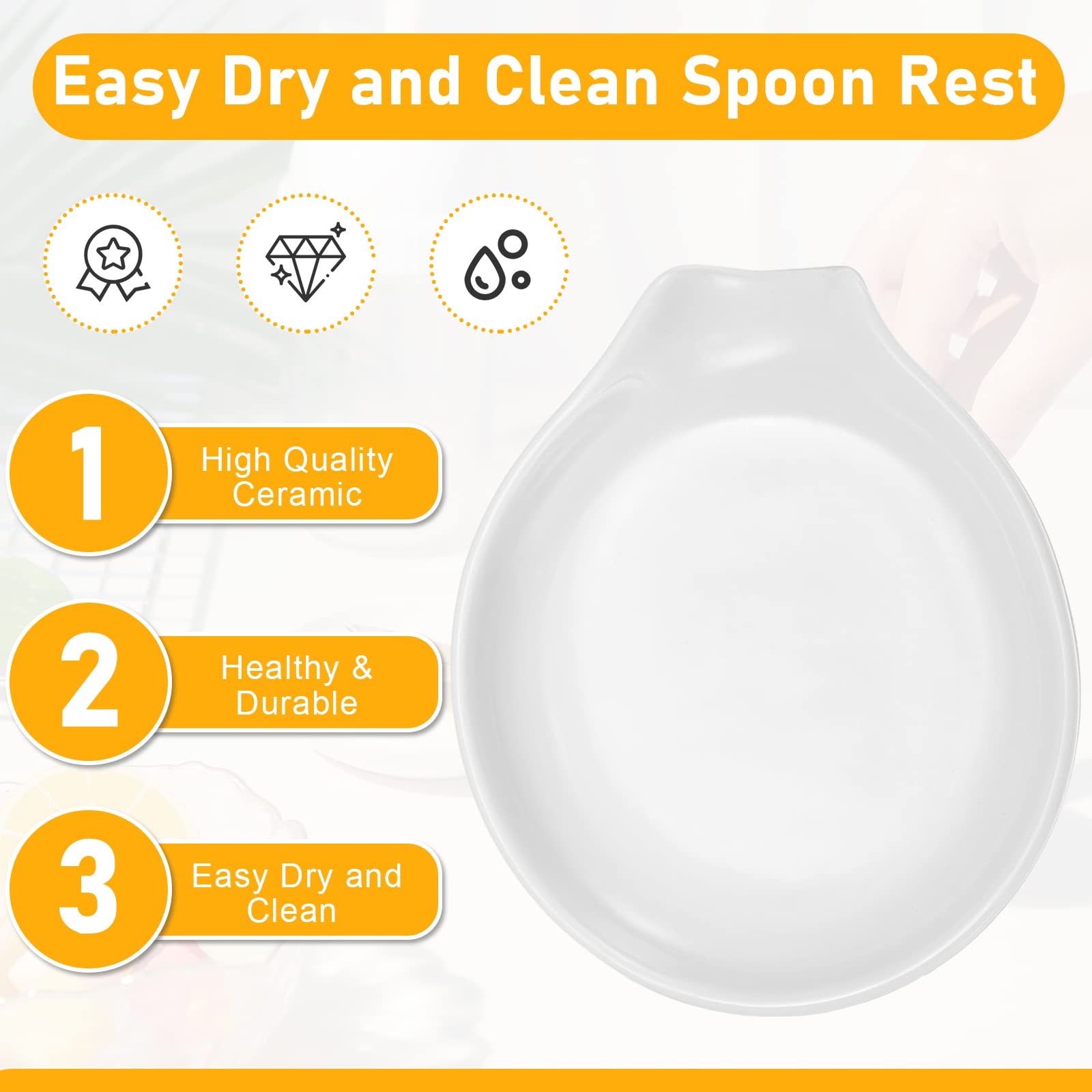 Irenare 8 Pcs Ceramic Spoon Rest for Kitchen Counter Porcelain Spoon Holder for Stove Top Spoon Utensil Rest Dishwasher Safe Spoon Cradle for Home Kitchen Accessories, White (3.74 x 3.54 Inch)