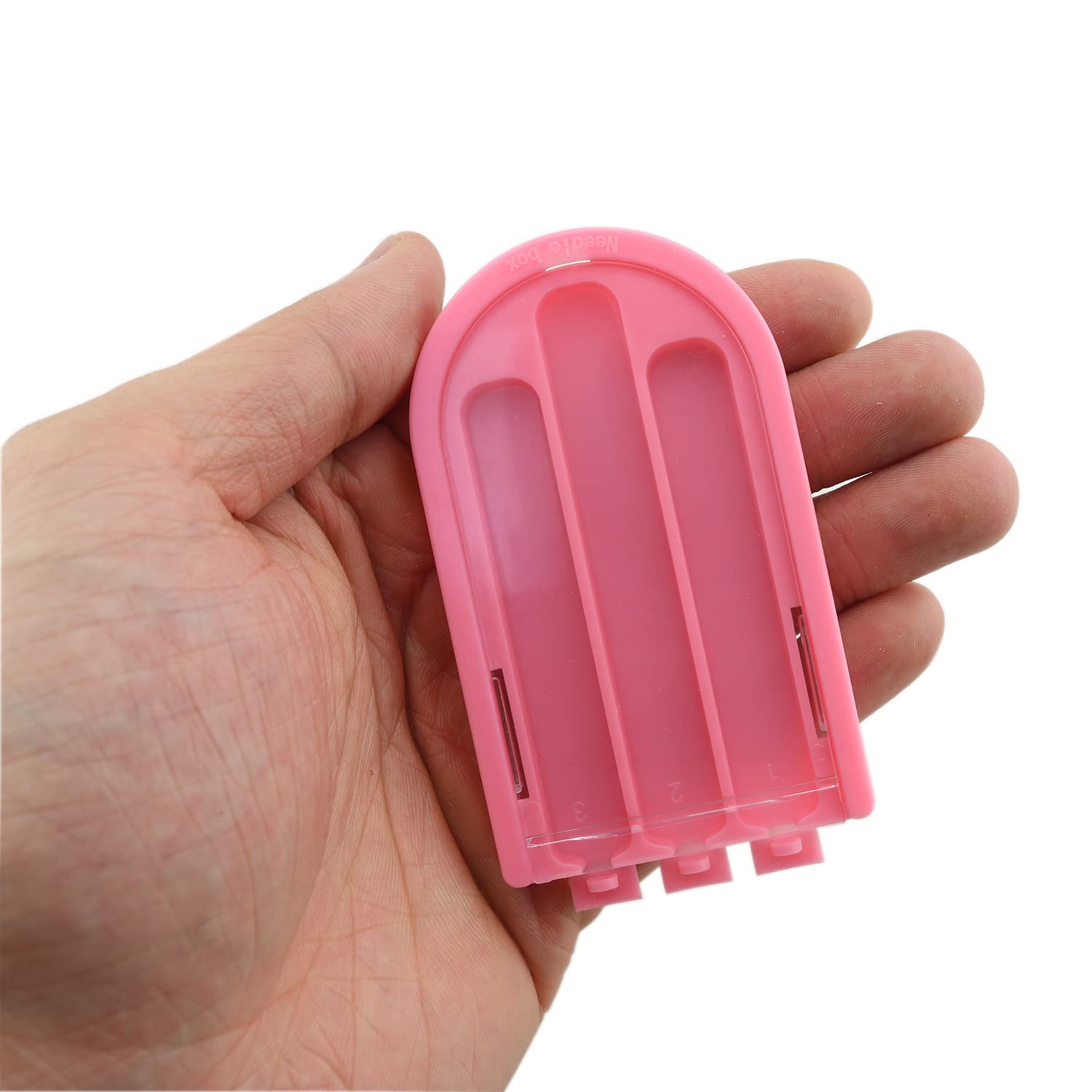 ZCZQC 2pcs Plastic Sewing Needles Container Storage Box Case Portable Organizer Tool (1 Red and 1 Pink)