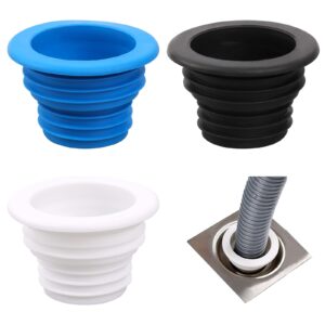 3pcs drain pipe hose silicone plug sewer seal ring for washing universal fit drain hose machine laundry room bathroom bathtub kitchen cleaning tools(black white blue)