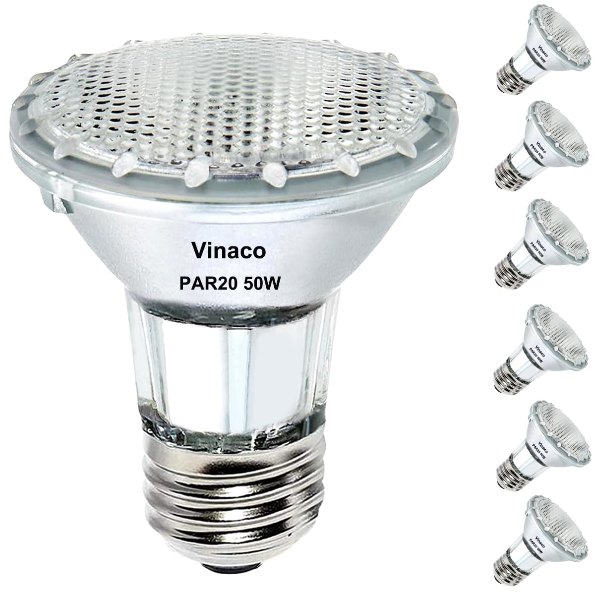 Vinaco PAR20 50W Halogen Bulb, 6 Pack High Output PAR20 Flood Light Bulb, 50W PAR20 Halogen Dimmable, Long Lasting PAR20 50W 120V Warm White 2800K, E26 PAR20 50 Watt Halogen Flood Light