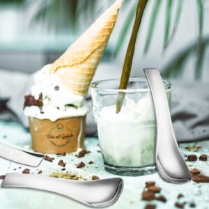 Ice Cream Spoons Stainless Steel Shovel Spoons Set of 10 Small Dessert Spoons for Cake, Yogurt, Ice Cream (Model 1#)