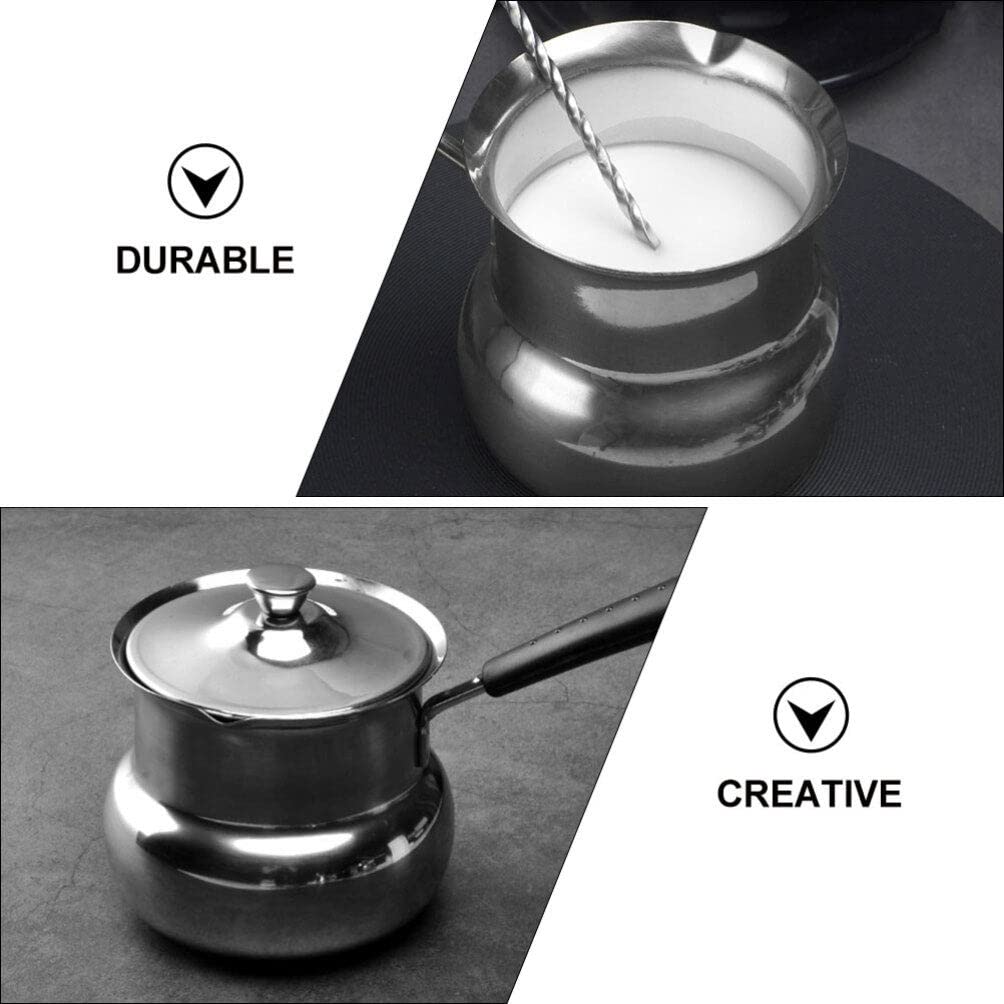 CALLARON Stainless Steel Sauce Pan Cooking Pot with Lid Handle Milk Warmer Pot Butter Melting Pot for Stove Top Chocolate Coffee Tea Soup Warming