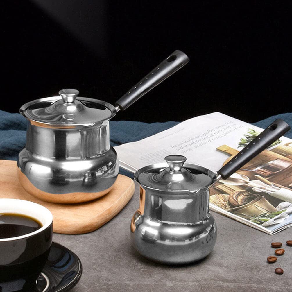 CALLARON Stainless Steel Sauce Pan Cooking Pot with Lid Handle Milk Warmer Pot Butter Melting Pot for Stove Top Chocolate Coffee Tea Soup Warming