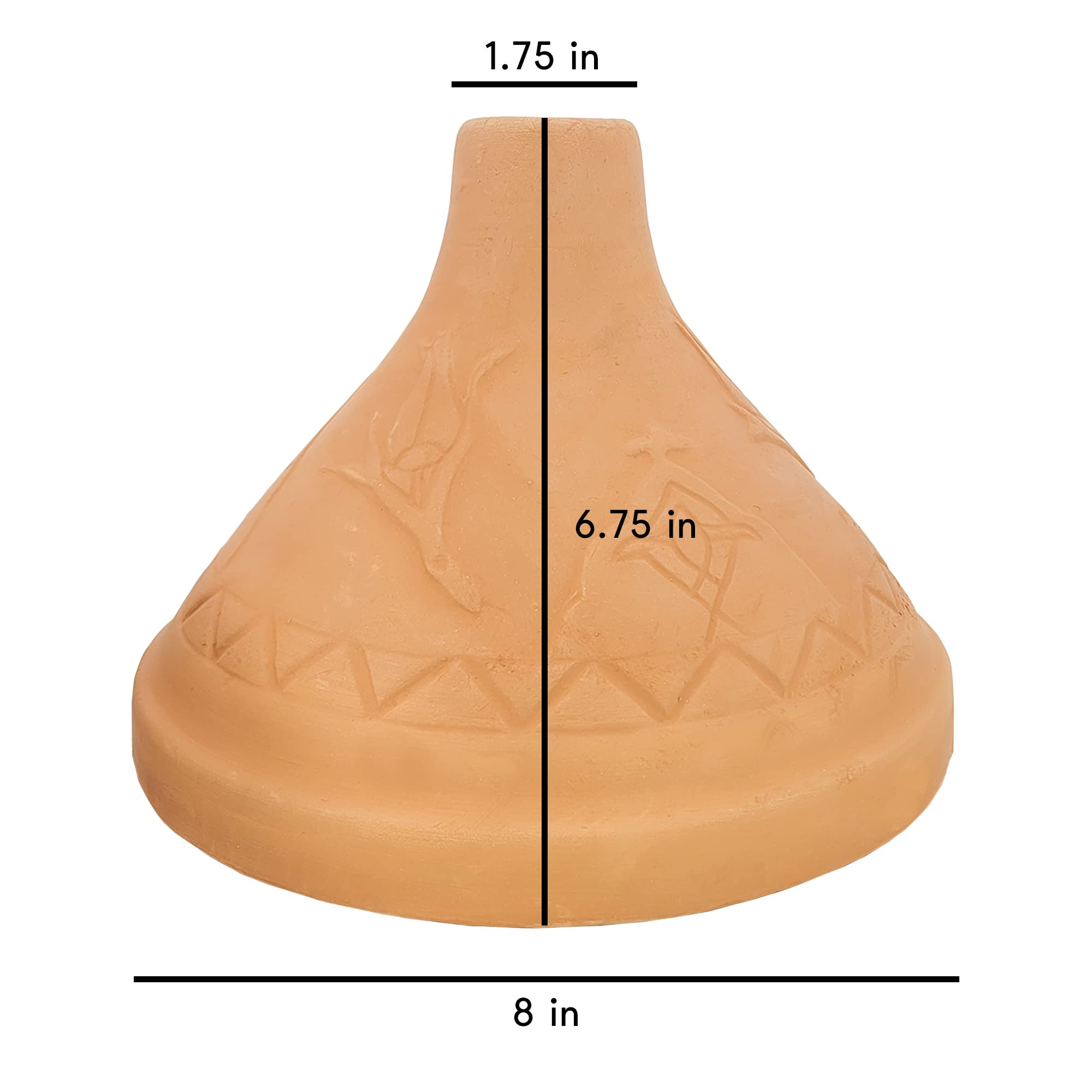 Handcrafted Unglazed Clay Tajine Casserole with Cone-shaped Lid | Floral Patterned Tagin Dish Cooking Pot | Traditional Moroccan Handmade Terracotta Cookware, Natural Tagine Le Creuset | 9.5" x 7.7"