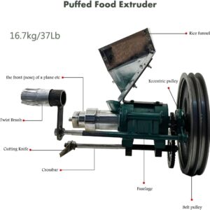 ECUTEE Puffed Food Extruder Rice Corn Puffing Extrusion Machine Multi Function Puff Snack Machine for Making Cornflakes, Hollow Sticks Made of Corn and Rice for Street Stall