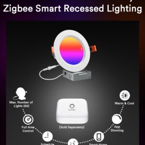 Lumary Hub Bridge L-GW0A1 - Work Zigbee Smart Recessed Lighting, Unlock Full Suite of Features Smart UFO LED High Bay Lights, Deck Lights, Work with Alexa, Google Assistant and Siri