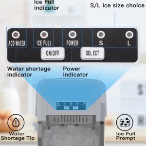 Joy Pebble Ice Makers Countertop, Portable Ice Maker Machine with Ice Scoop and Basket, 25lbs/24Hrs, 6 Mins/9 Pcs Bullet Ice,2 Ice Sizes(S/L), Handheld Ice Maker for Kitchen/Home/Party