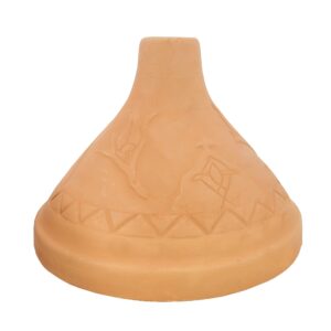 Handcrafted Unglazed Clay Tajine Casserole with Cone-shaped Lid | Floral Patterned Tagin Dish Cooking Pot | Traditional Moroccan Handmade Terracotta Cookware, Natural Tagine Le Creuset | 9.5" x 7.7"