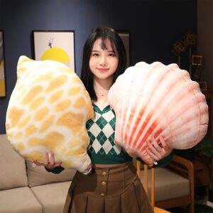 Beach Coastal Plush Pillow Cartoon Simulation Seashell Starfish Conch Pillow Cushion 3D Shell Stuffed Plush Pillow Decorative Throw Pillow Sofa Couch Pillow for Beachy Room Decor