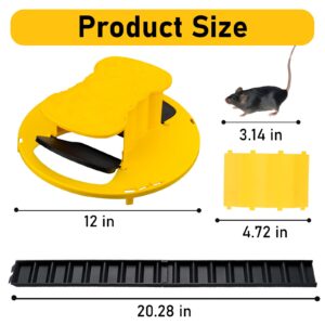 Mouse Trap Bucket,Bucket Lid Mouse Rat Trap, Reusable Humane Mouse Traps for Indoor Outdoor，Automatic Reset Bucket Lid Mouse Trap，5 Gallon Bucket Compatible（2 Pack cat Style）