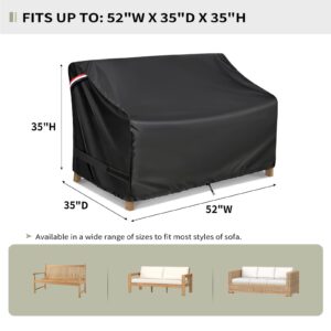 KylinLucky Waterproof Patio Loveseat Covers 52W x 35D x 35H inches,2-Seater Heavy Duty Outdoor Furniture Sofa Covers Black