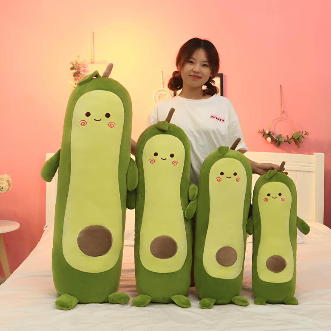 OPHRBU Cute Avocado Stuffed Plush Soft Hugging Pillow Toy，Plush Toy Doll Sleeping Pillow Doll Doll for Ideal Gift for Birthday, Valentine's Day, Christmas (27.5")