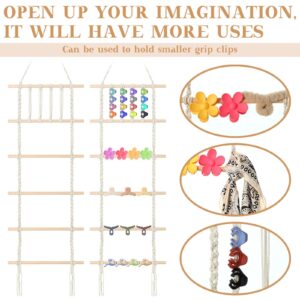 Geetery Macrame Hair Claw Clip Organizer Boho Hanging Hair Clip Holder and Storage for Women Large Headband Hair Bows Holder Organizer Hair Accessories Display Storage for Room Wall Door Closet