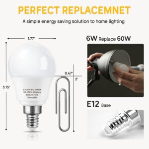 Prosperbiz E12 Ceiling Fan Light Bulbs Dimmable, 60w Equivalent LED Bulb, Warm White 3000K, E12 Small Base Candelabra A15 LED Round Light Bulb, 600 Lumen, Pack of 3