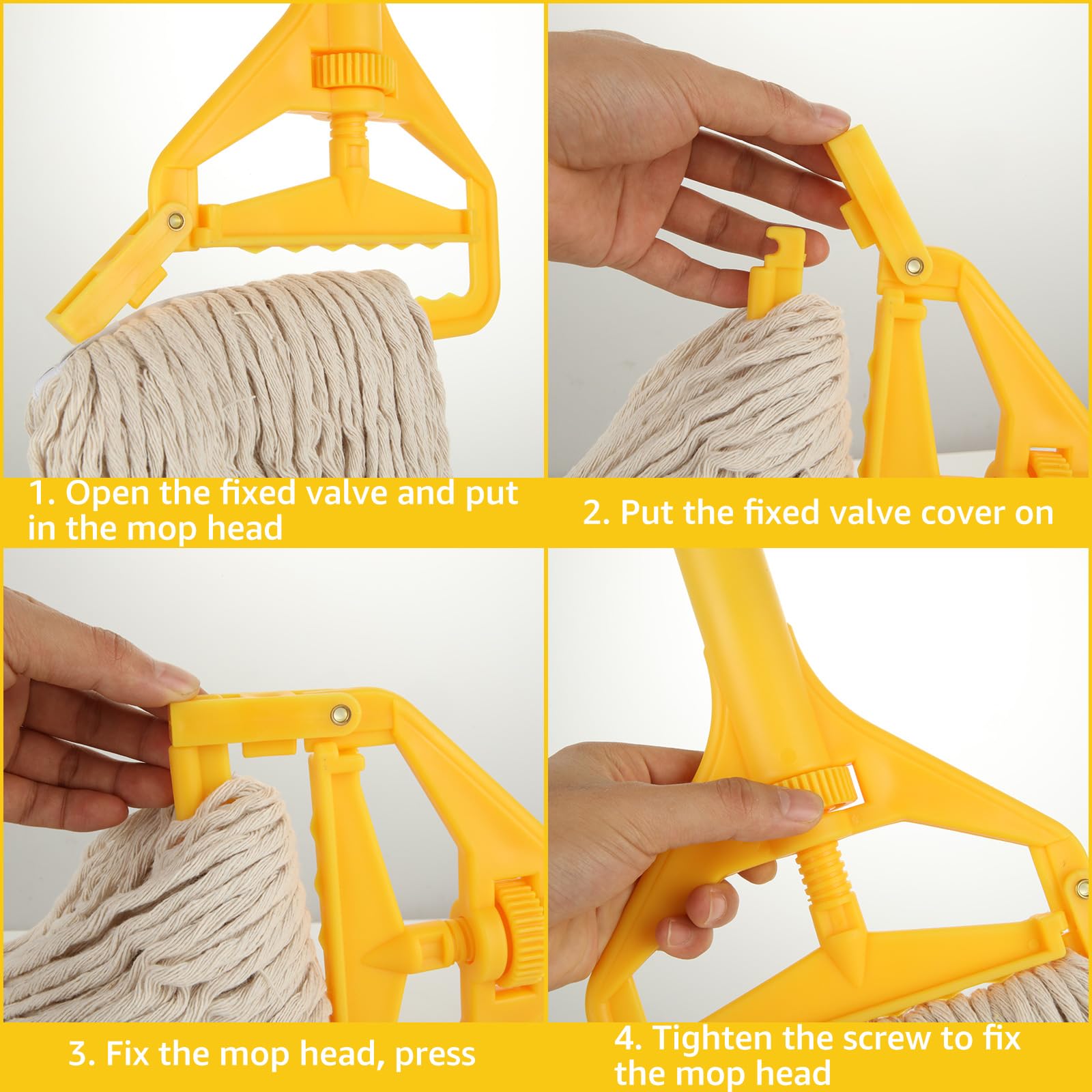 WOPPLXY Looped-End String Wet Cotton Mops, Heavy Duty Industrial Commercial Mop with Extra Mop Head Replacement, 75 Inch Aluminium Alloy Pole, Wet Mop for Floor Cleaning