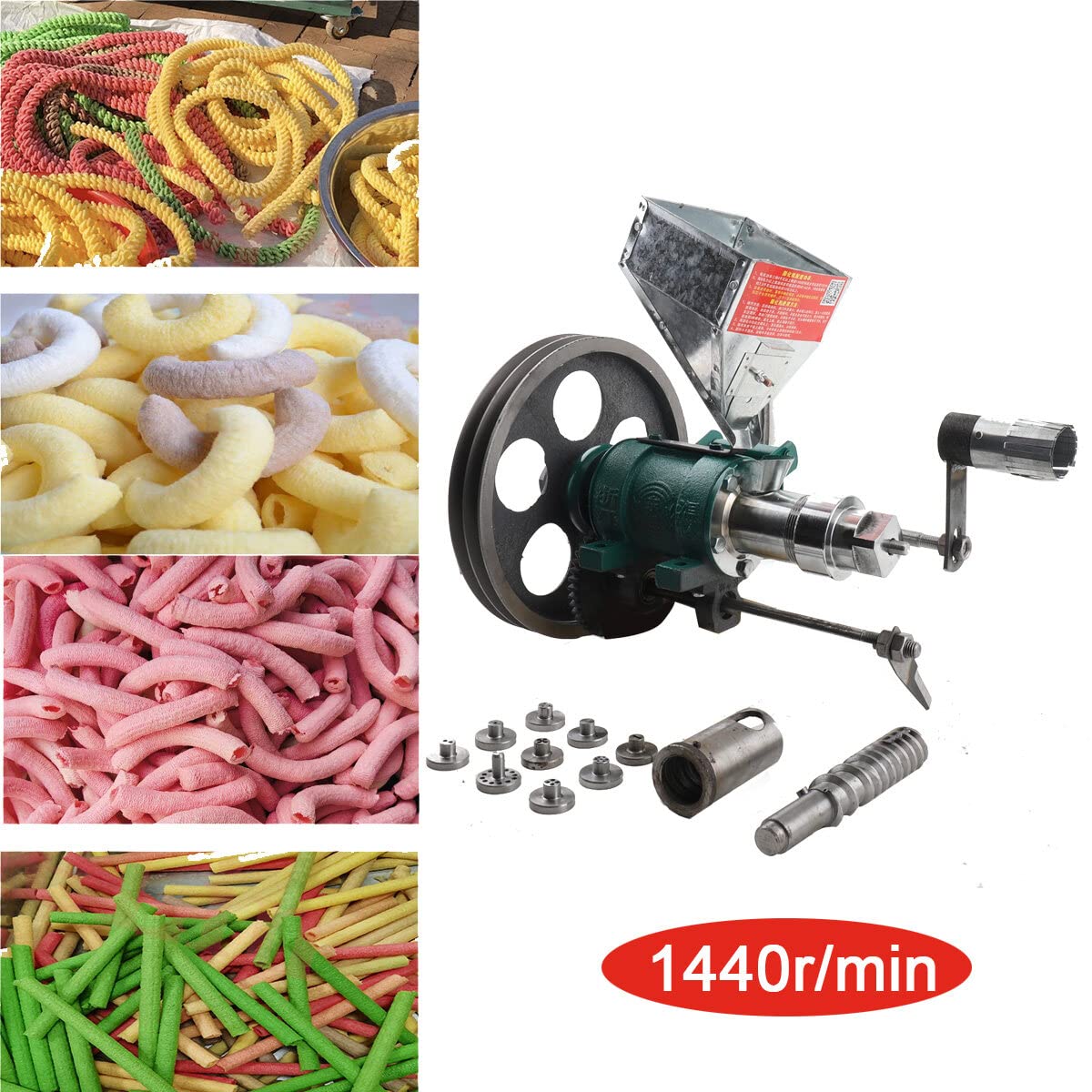 ECUTEE Puffed Food Extruder Rice Corn Puffing Extrusion Machine Multi Function Puff Snack Machine for Making Cornflakes, Hollow Sticks Made of Corn and Rice for Street Stall