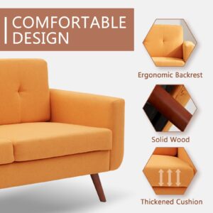 DIFY 65" W Linen loveseat Sofa, Easy to Assemble, Modern Furniture with Thickened Cushion, Perfect Couch for Living Room, Office, Bedroom (Orange)