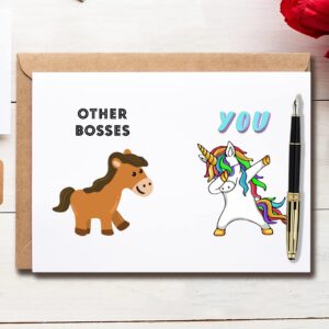 Other Boss Card - Thank You Card - Funny Unicorn Birthday Cards Gifts For Boss Women Men - Happy Boss's Day Card Gifts