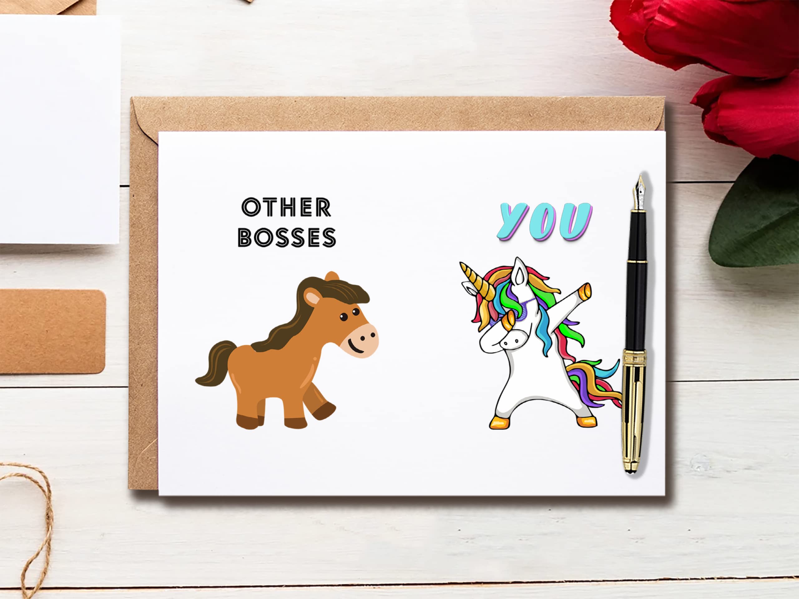 Other Boss Card - Thank You Card - Funny Unicorn Birthday Cards Gifts For Boss Women Men - Happy Boss's Day Card Gifts