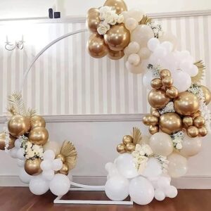 White Sand Gold Balloons Garland Arch Kit Gold White Nude Balloons with Metallic Chrome Gold Latex Balloons for Wedding Baby Bridal Shower Engagement Anniversary Birthday Decorations