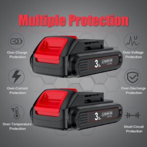 DCB201 3.5Ah 2Pack 20V Battery Replacement for Dewalt 20V MAX Battery for Dewalt 20Volt Lithium-ion Battery DCB200 DCB201 DCB203 DCB205 DCV580 DCB180 for Dewalt 20V Cordless Tools Battery Replacement