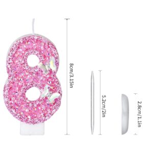 Saododku Birthday Candles, Number Candles for Birthday Cakes with Butterfly, Pink Birthday Candles Sparklers, 3.2" Cake Candles for Cake Topper Decoration, Party/Festival Celebration(Number 5)