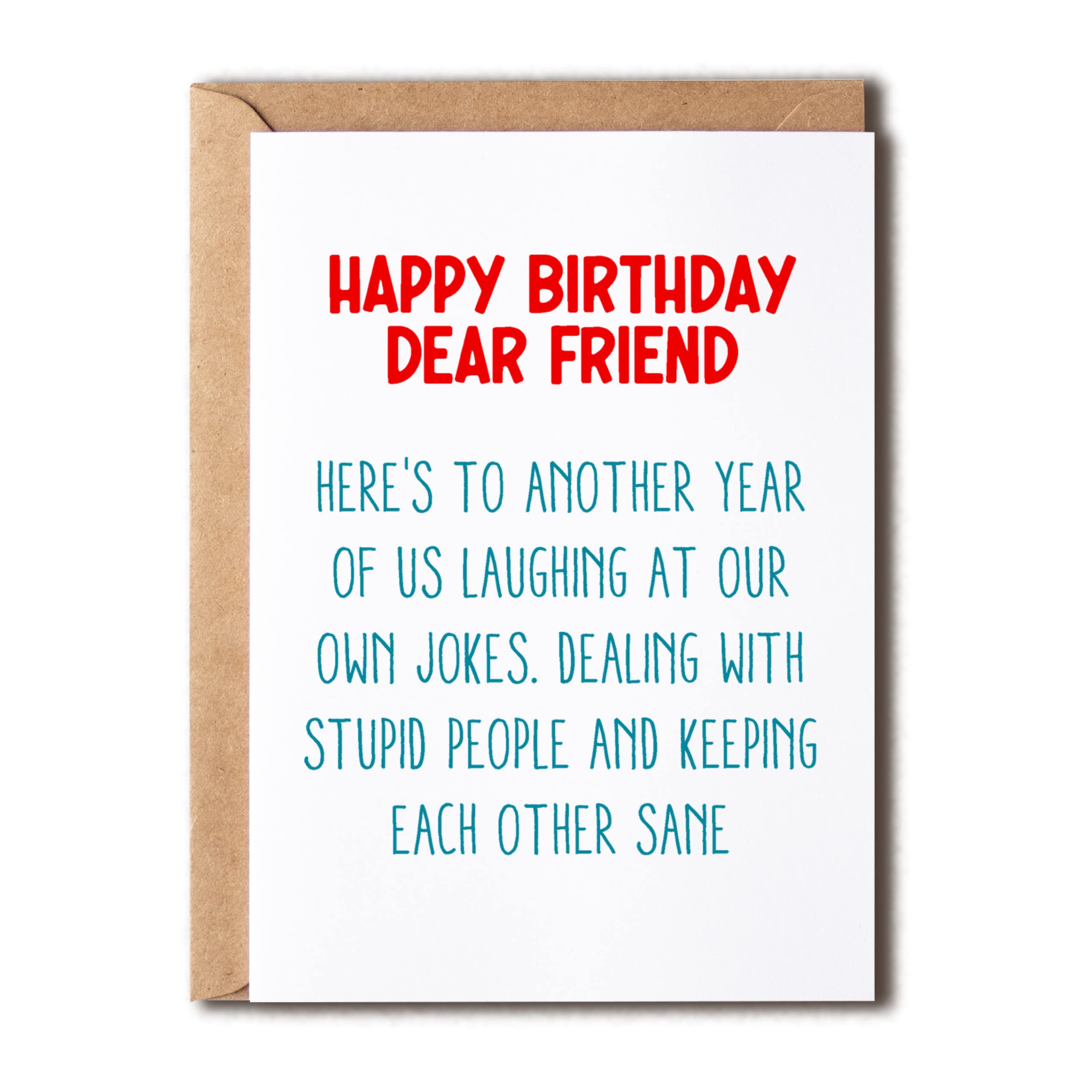 EdgarGifts Happy Birthday Dear Friend - Happy Birthday Card For Women Men - Funny Birthday Card For Best Friend Coworker Classmate Bestie