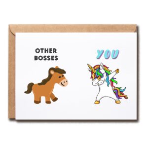 other boss card - thank you card - funny unicorn birthday cards gifts for boss women men - happy boss's day card gifts