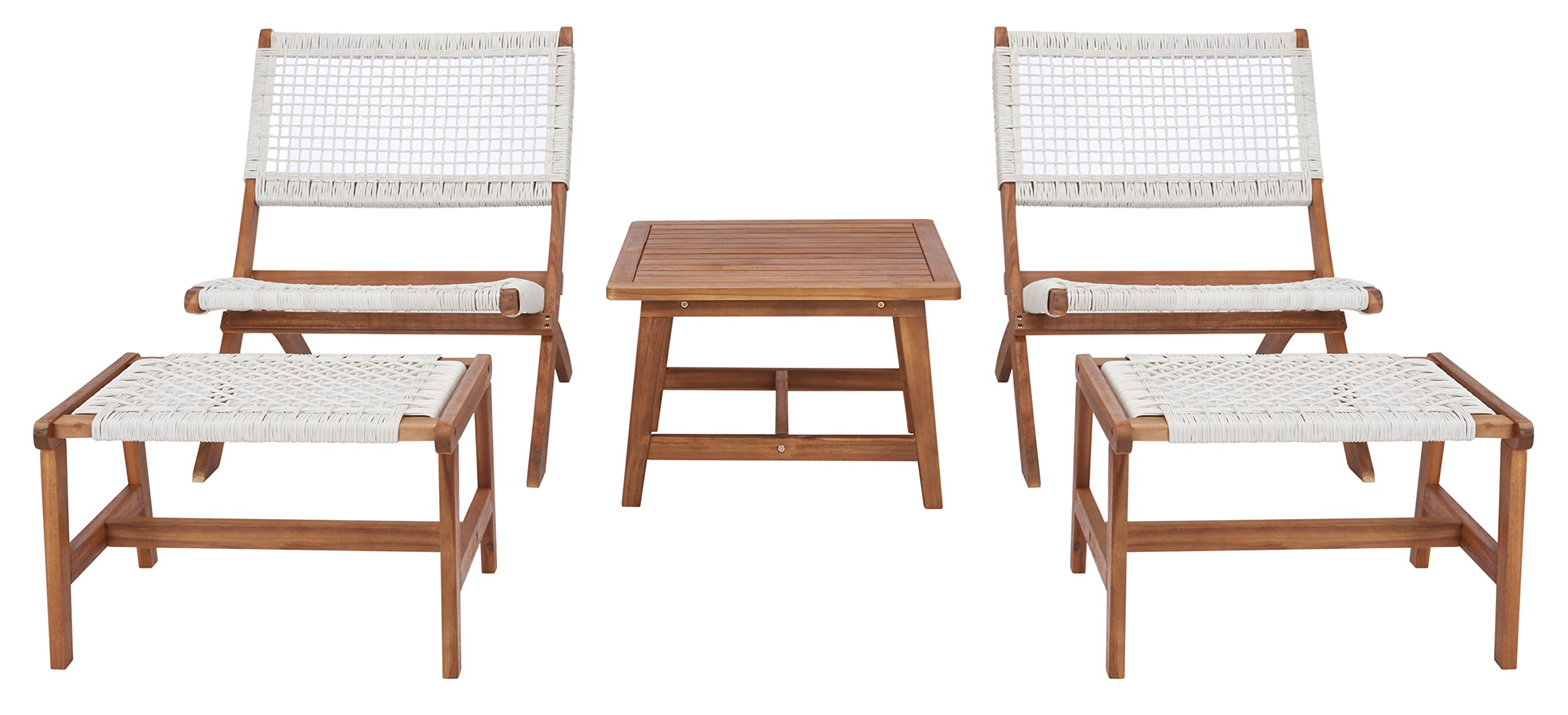 SAFAVIEH Outdoor Collection Casella Natural/White Woven 5-Piece Patio Set