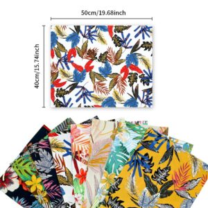 Hawaiian Tropical Fabric 8 Pieces Summer Floral Leaf Pattern Printed Fabric, 15.7 x 19.7 Inch Jungle Palm Hawaii Quilting Patchwork Holiday Fabric Bundles for DIY Crafts Sewing Decor Making Supplies