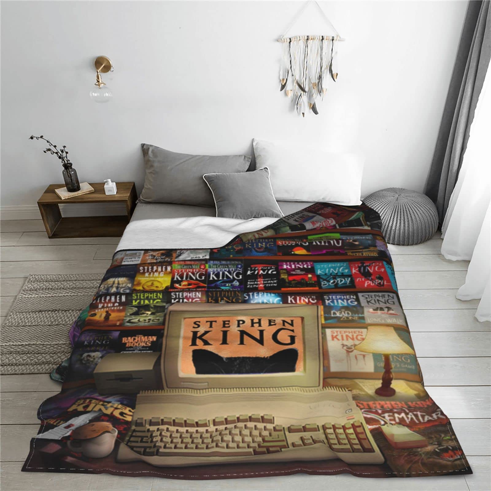 The King Full Collection Horror Books Blanket Warm Soft Throw Blanket Flannel Blankets All Season for Couch and Bed for Kids Teenager Aldult 60"x50"