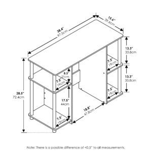 Furinno Jaya Computer Study Desk, Americano/Stainless Steel