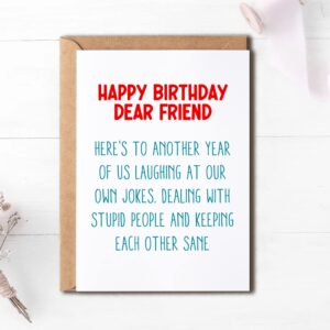 EdgarGifts Happy Birthday Dear Friend - Happy Birthday Card For Women Men - Funny Birthday Card For Best Friend Coworker Classmate Bestie