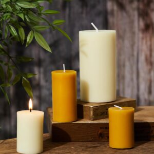 olorvela Beeswax Pillar Candles Set of 2 - Beeswax Candles Clearance Bees Wax Candles for Home Pillar Candles 3x6 inch 100% Pure Wax Candles