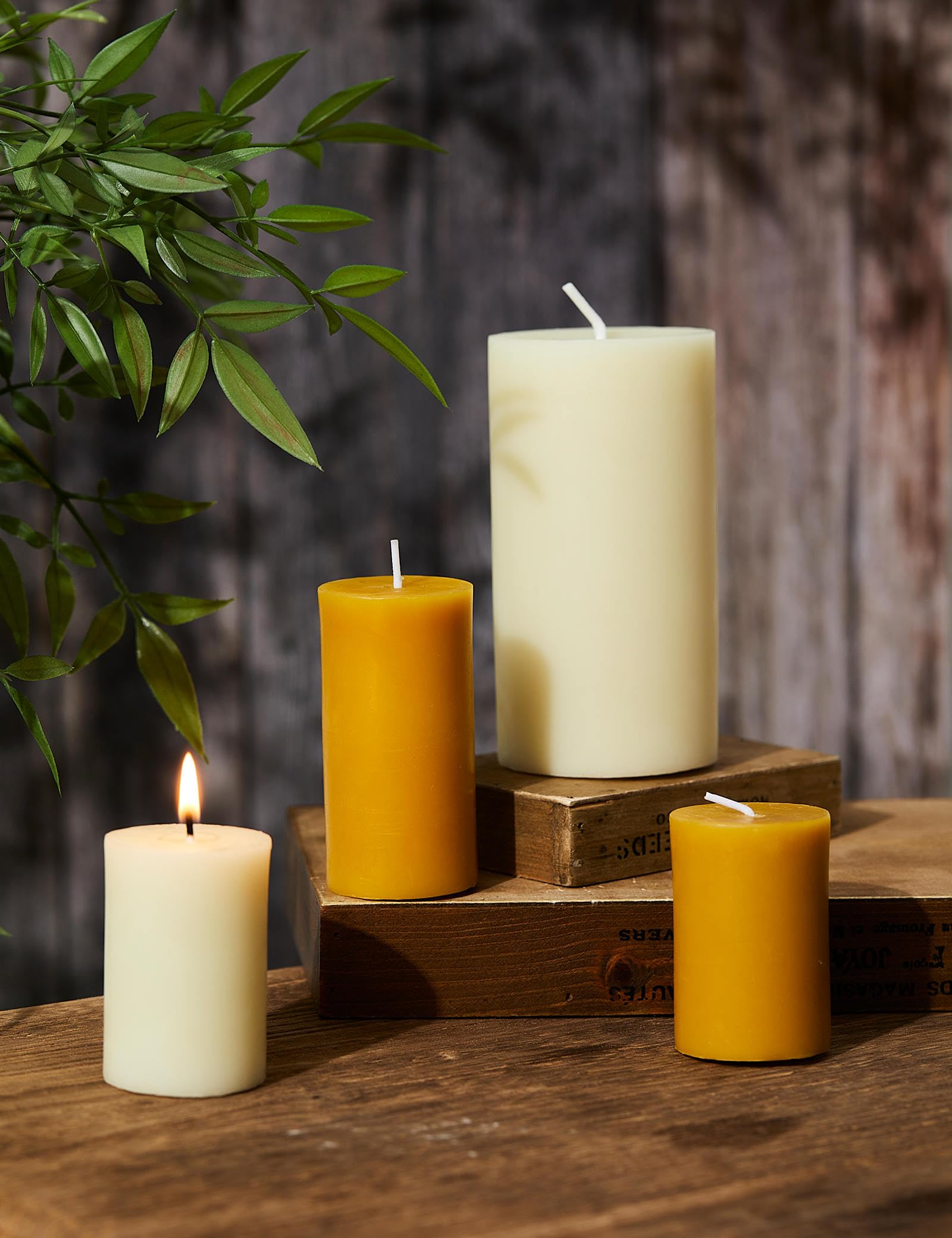 olorvela Beeswax Pillar Candles Set of 2 - Beeswax Candles Clearance Bees Wax Candles for Home Pillar Candles 3x6 inch 100% Pure Wax Candles