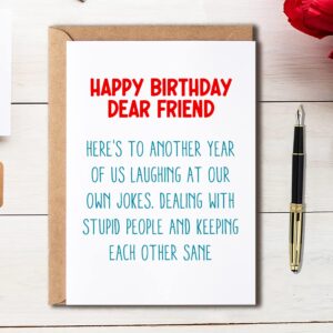 EdgarGifts Happy Birthday Dear Friend - Happy Birthday Card For Women Men - Funny Birthday Card For Best Friend Coworker Classmate Bestie