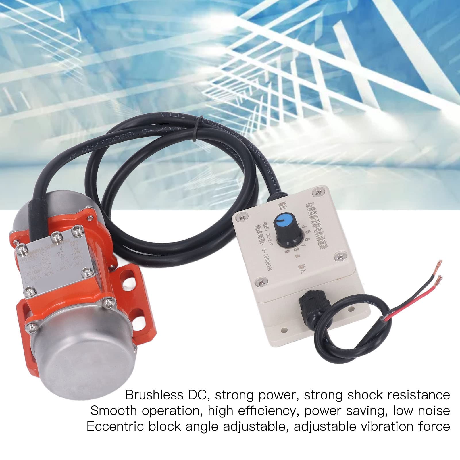 Concrete Vibrator Motor Electric Vibrating Motor 30W 4000RPM, Brushless DC Vibration Motor Adjustable Speed Controller, Mini Heavy Duty Industrial Concrete Vibrator (DC24V)